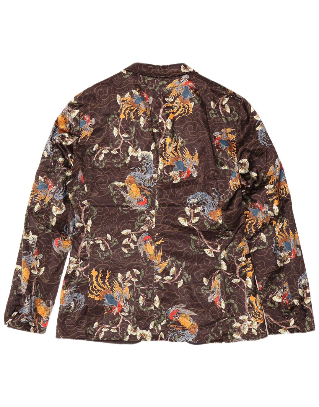 Jaqueta blazer masculina Zara com 2 botões EU 52 grande poliéster floral marrom