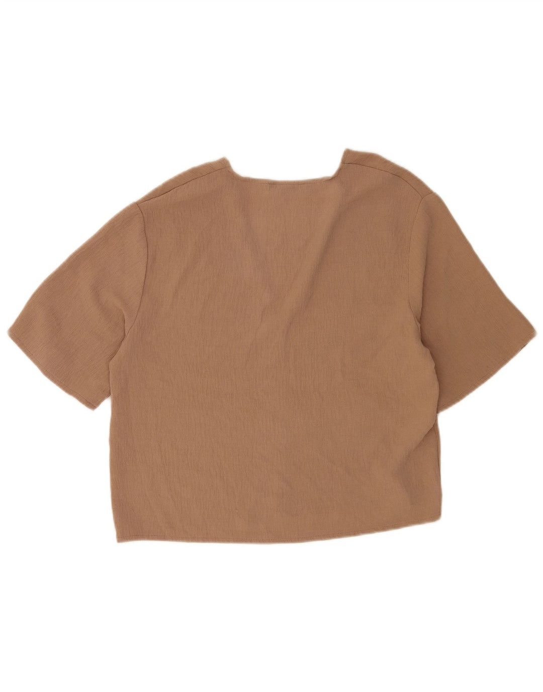 Blusa feminina Zara manga 1/2 top Reino Unido 10 pequeno marrom