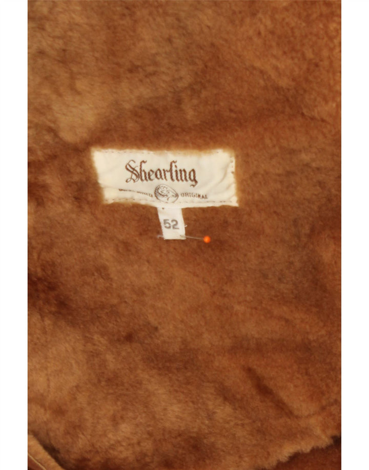 Sobretudo masculino vintage de shearling IT 52 XL marrom shearling
