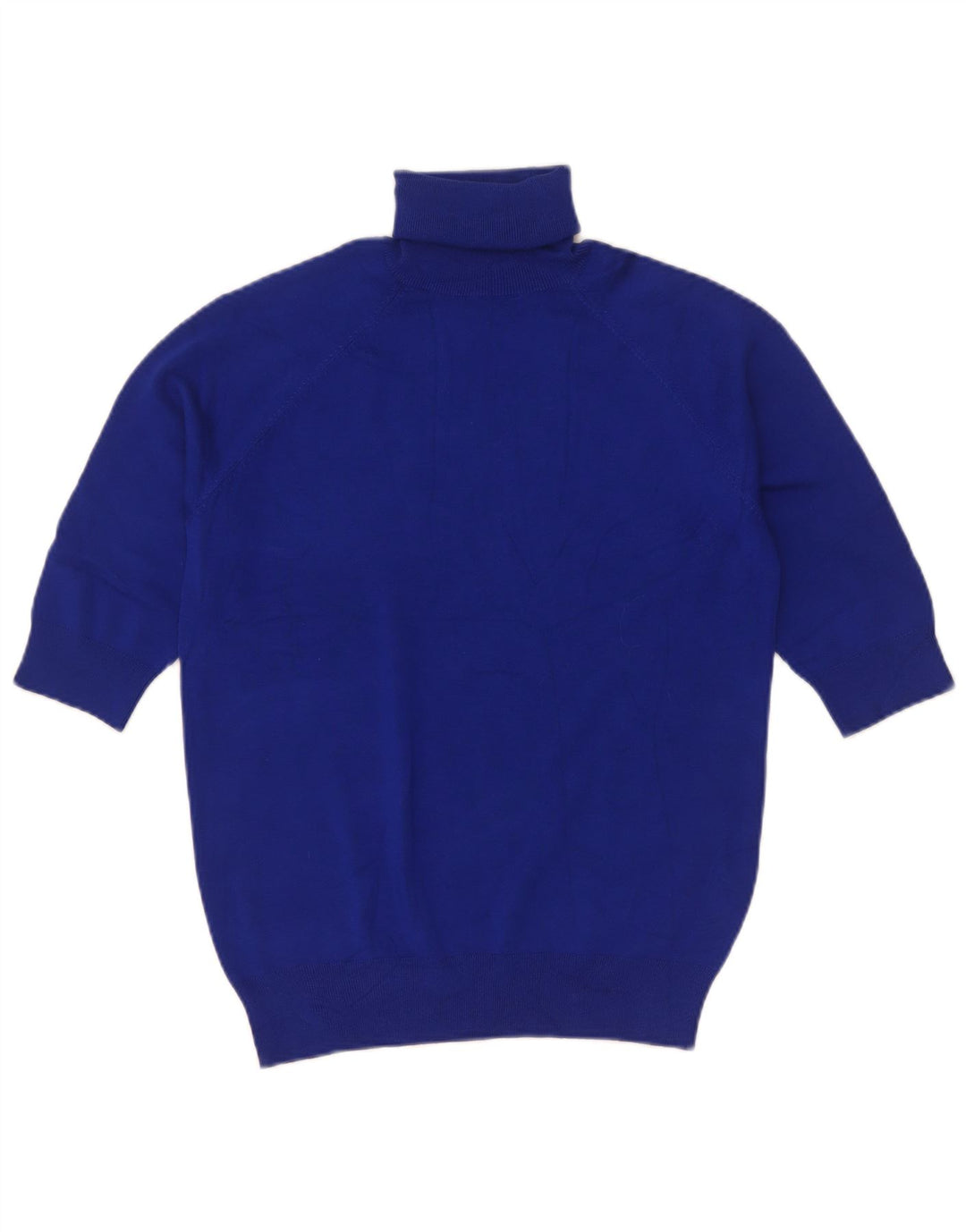 Suéter feminino Zara manga curta com gola redonda Reino Unido 12 viscose azul médio