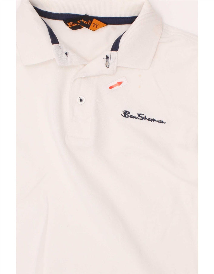 Camisa polo masculina Ben Sherman 8-9 anos algodão branco