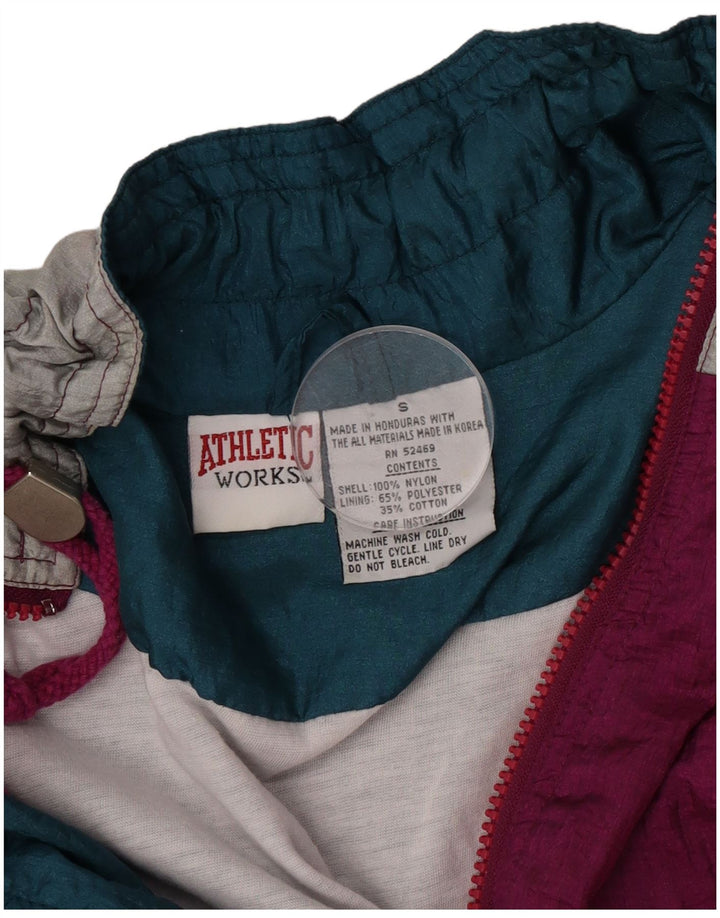 Jaqueta de agasalho feminino vintage de grandes dimensões, pequeno, rosa, colorblock, nylon