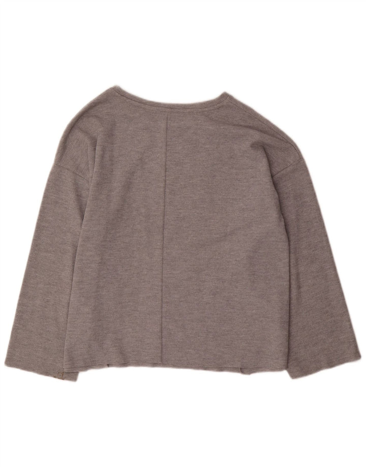 Top feminino ZARA de manga comprida UK 14 algodão cinza médio