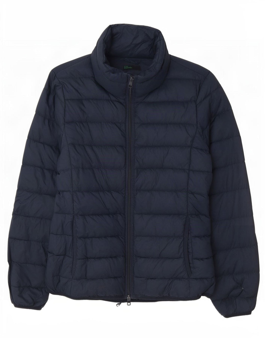 Jaqueta acolchoada feminina Benetton UK 10 pequena azul marinho