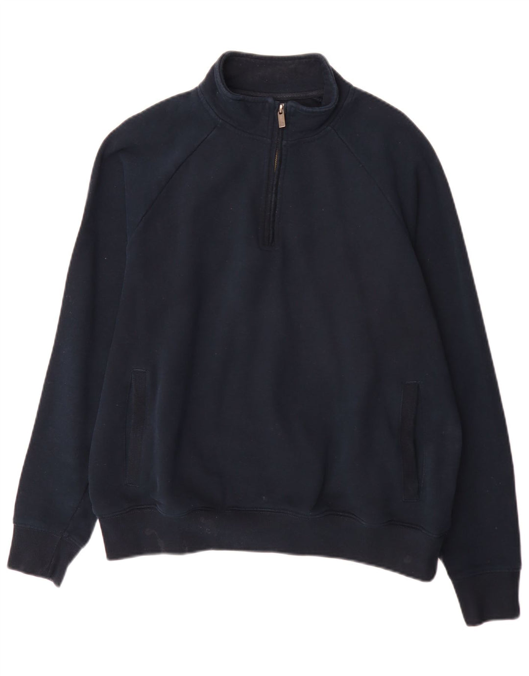 Suéter masculino Marks & Spencer com zíper 1/4 de ajuste regular, azul marinho médio