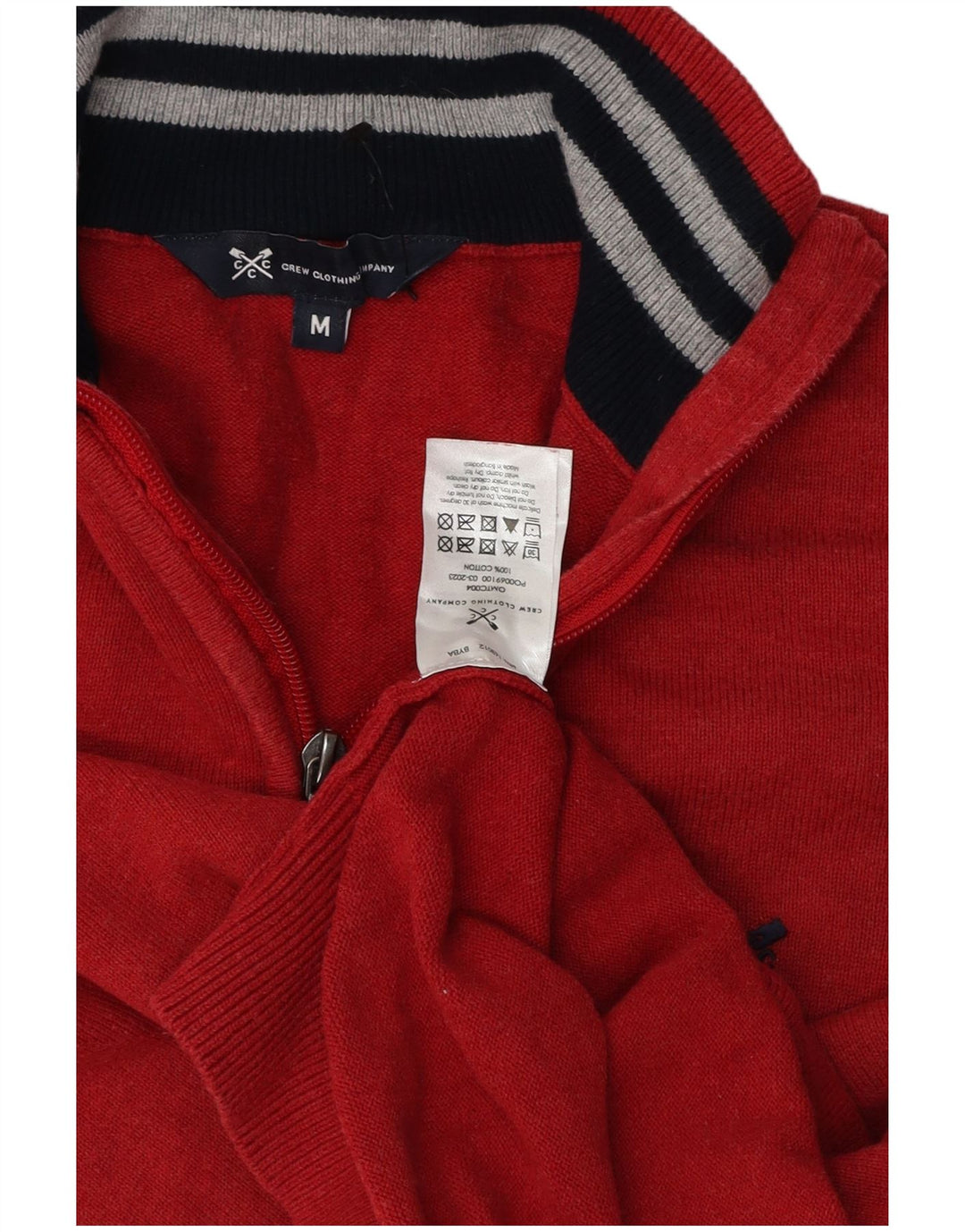 Suéter masculino com zíper e gola redonda, algodão vermelho médio