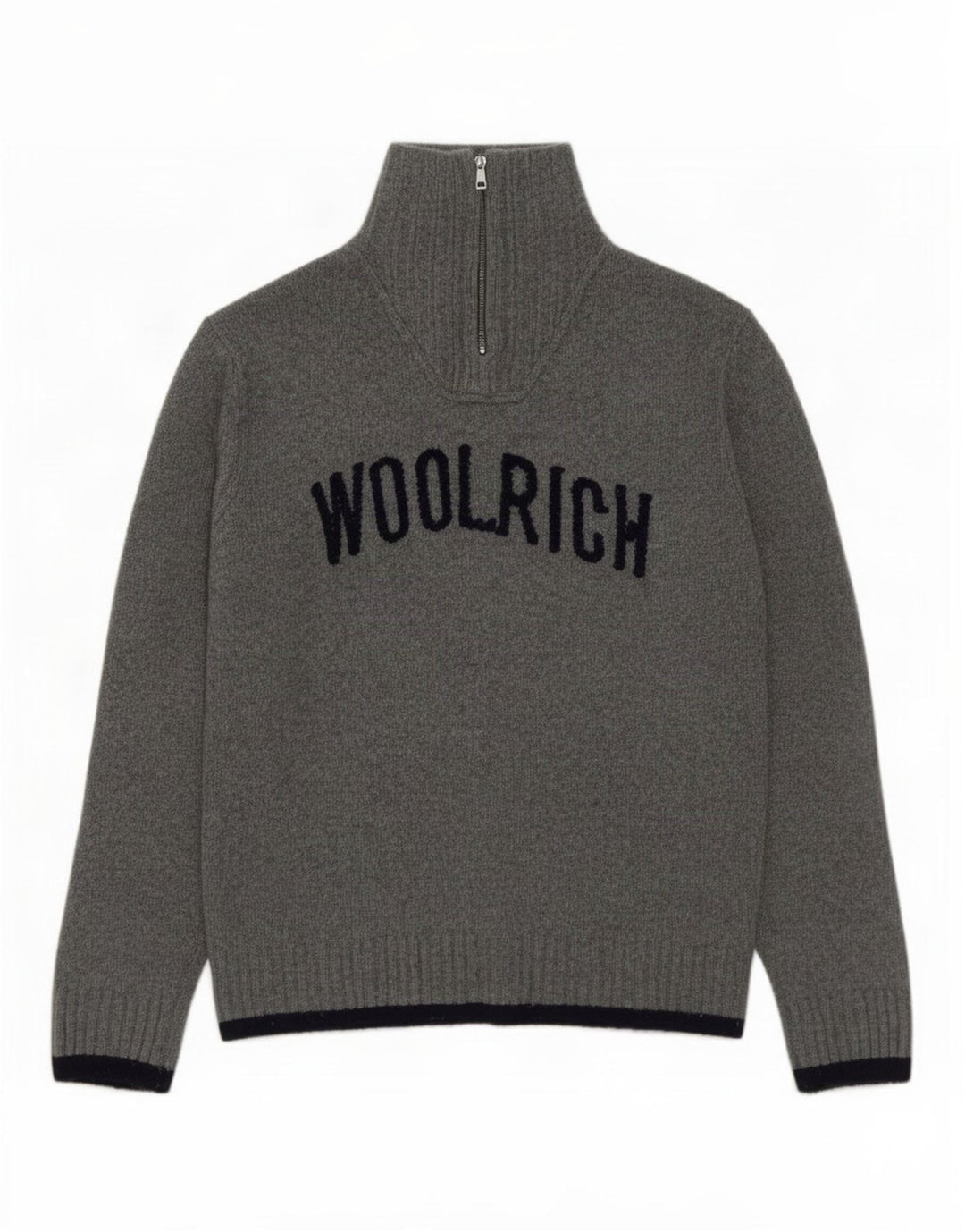 Suéter masculino Woolrich com zíper e gola redonda XL lã cinza