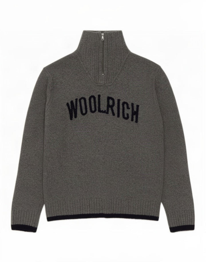 Suéter masculino Woolrich com zíper e gola redonda XL lã cinza