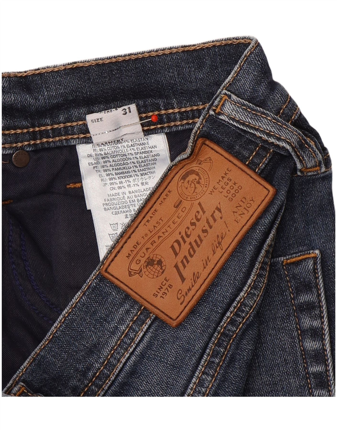 Diesel Mens Slim Jeans W31 L32 Azul Algodão