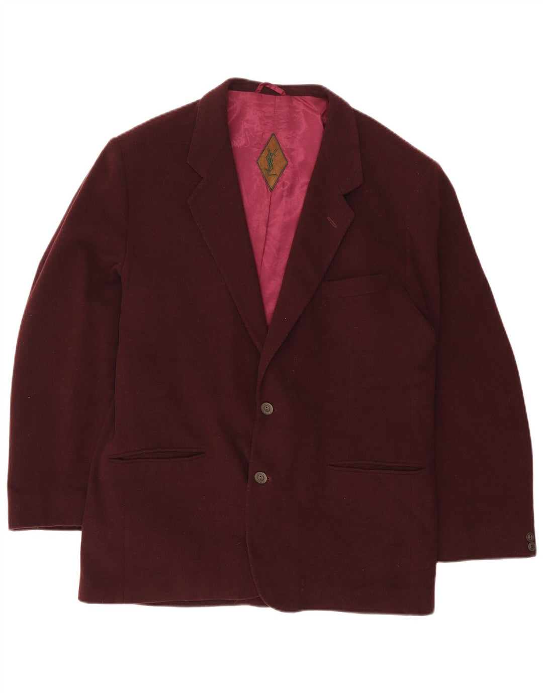 Jaqueta blazer masculina de 2 botões Yves Saint Laurent IT 54 2XL lã cor de vinho