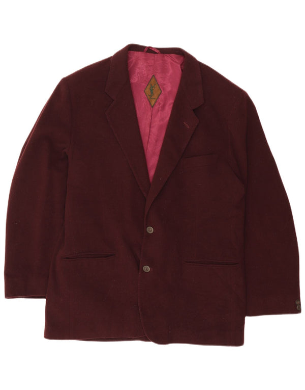 Yves Saint Laurent Mens 2 Button Blazer Jacket IT 54 2XL Burgundy Wool