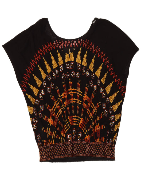 Blusa feminina Desigual UK 16 grande preta geométrica