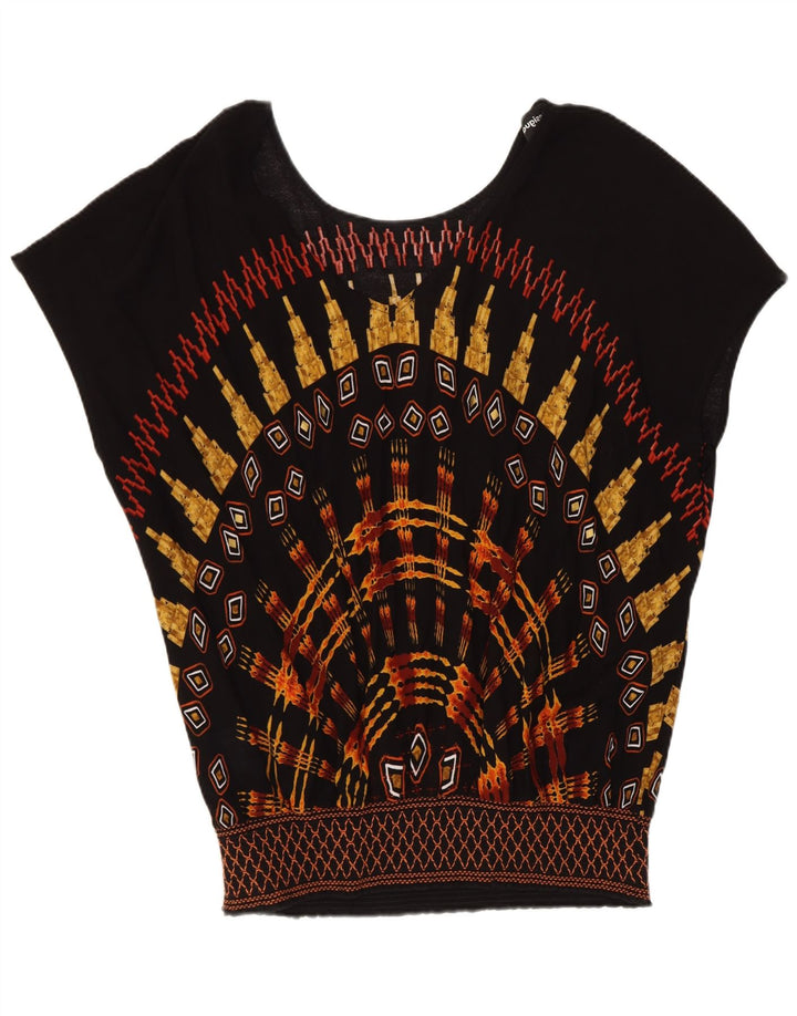 Blusa feminina Desigual UK 16 grande preta geométrica