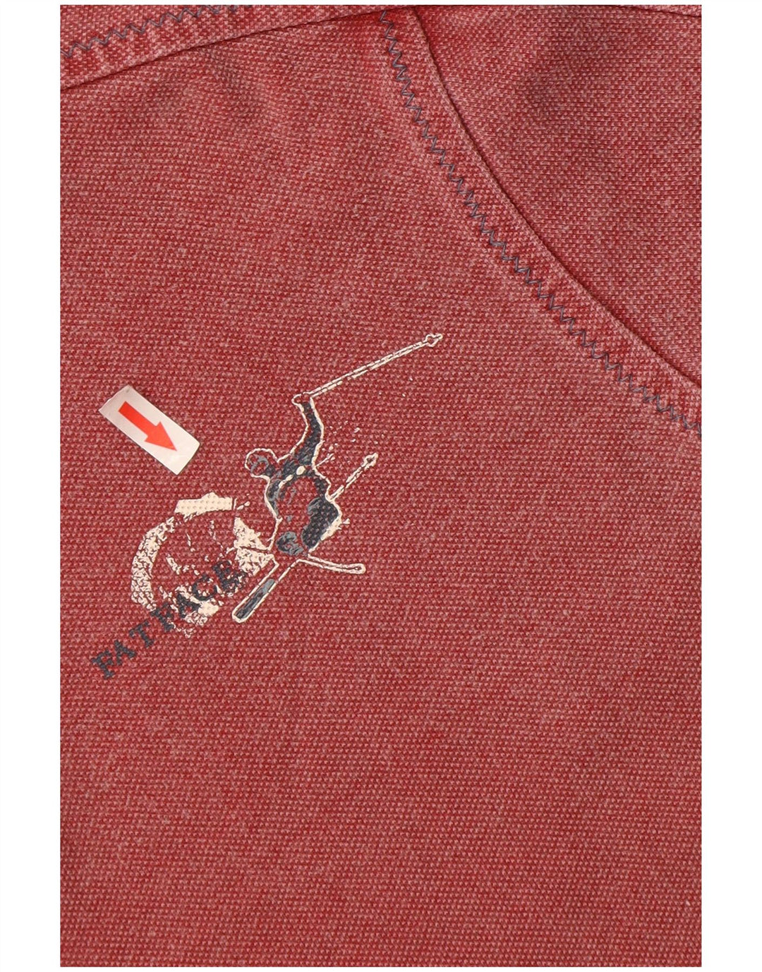 FAT FACE Mens Gráfico Zip Neck Moletom Jumper Médio Algodão Vermelho