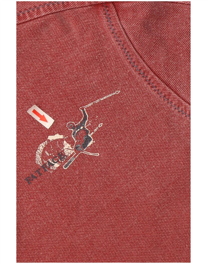 FAT FACE Mens Gráfico Zip Neck Moletom Jumper Médio Algodão Vermelho