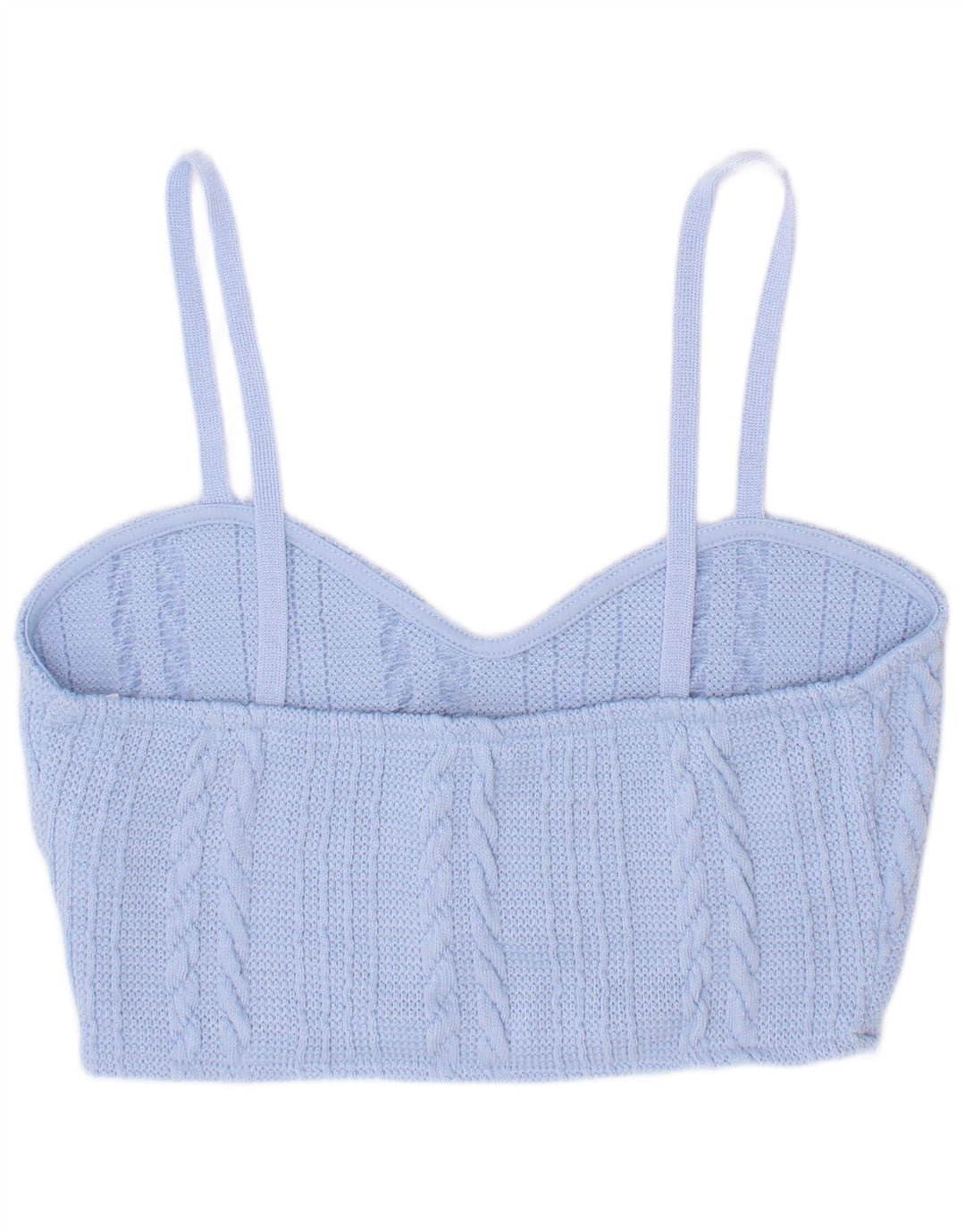 Zara Womens Knit Crop Top UK 8 Pequeno Azul Poliéster