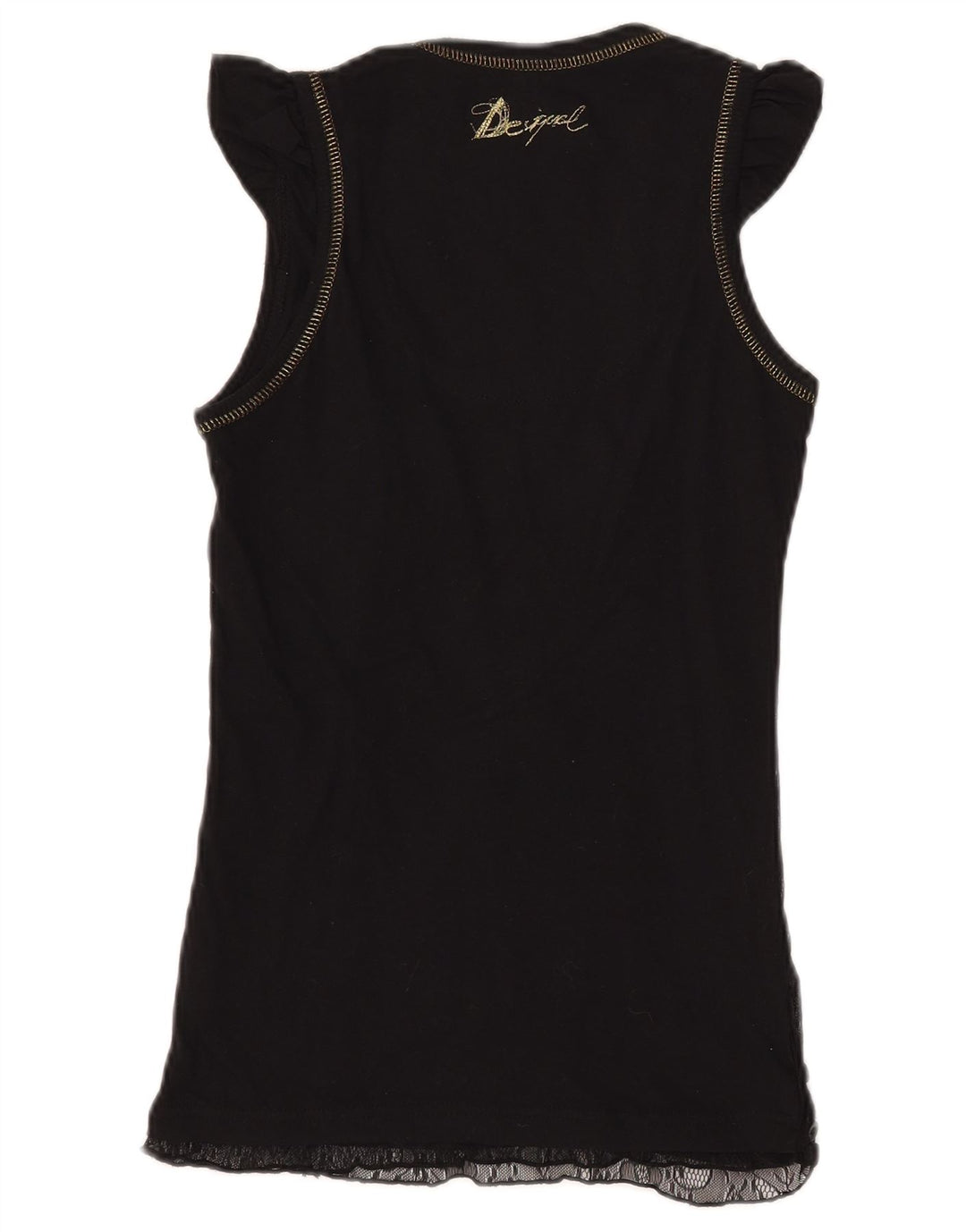 Blusa feminina DESIGUAL com estampa gráfica UK 8 pequena poliamida geométrica preta