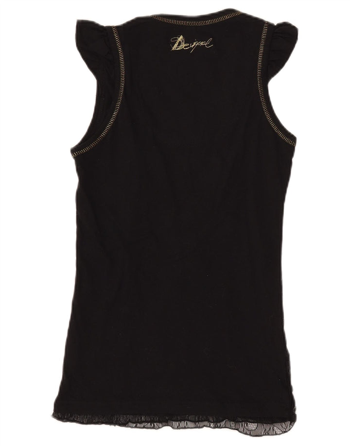 Blusa feminina DESIGUAL com estampa gráfica UK 8 pequena poliamida geométrica preta