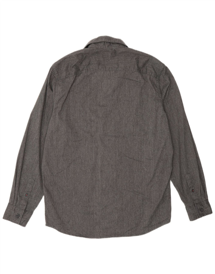 Wrangler Camisa masculina cinza médio algodão