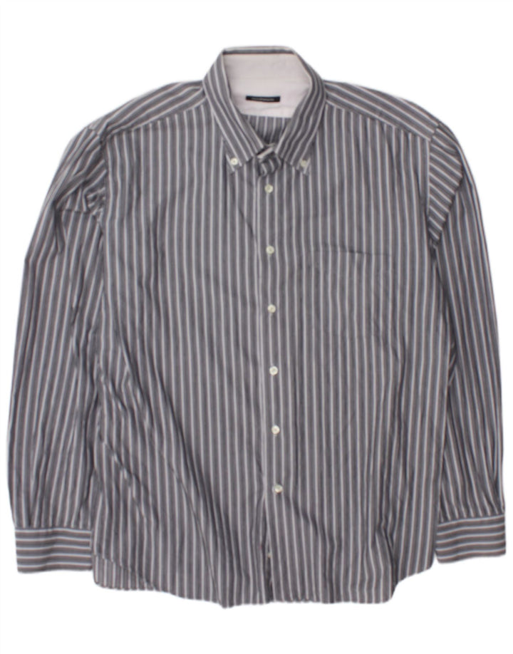 Camisa masculina Roccobarocco tamanho 45 18 2XL cinza listrado