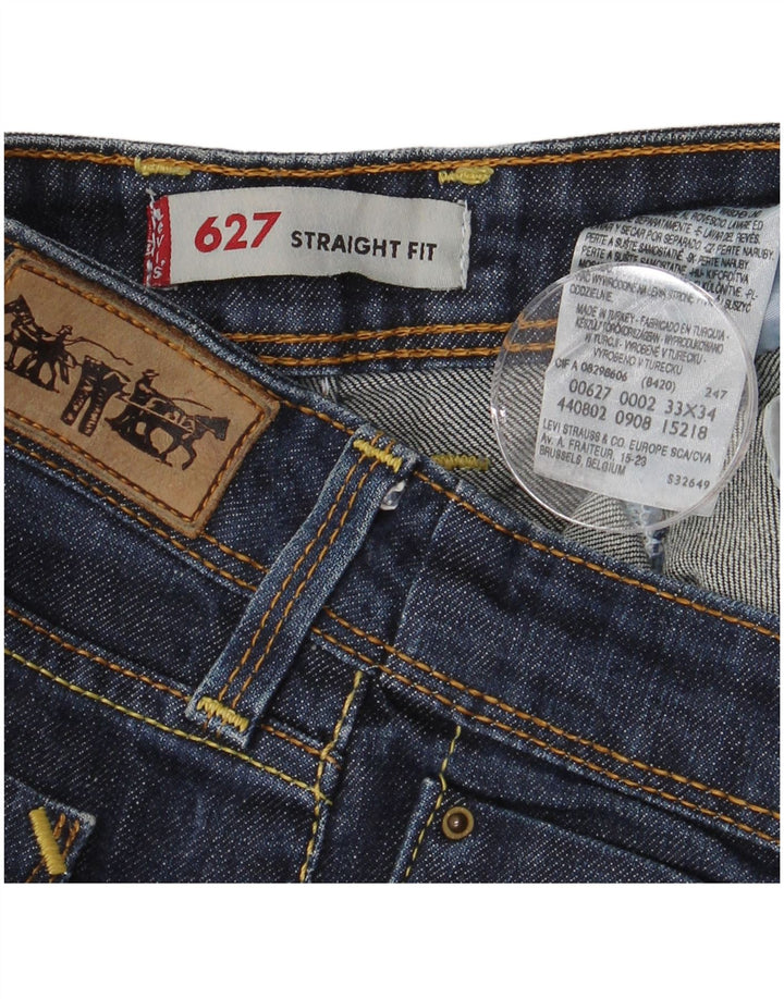 Calça jeans feminina LEVI'S 627 Straight W33 L29 azul marinho algodão