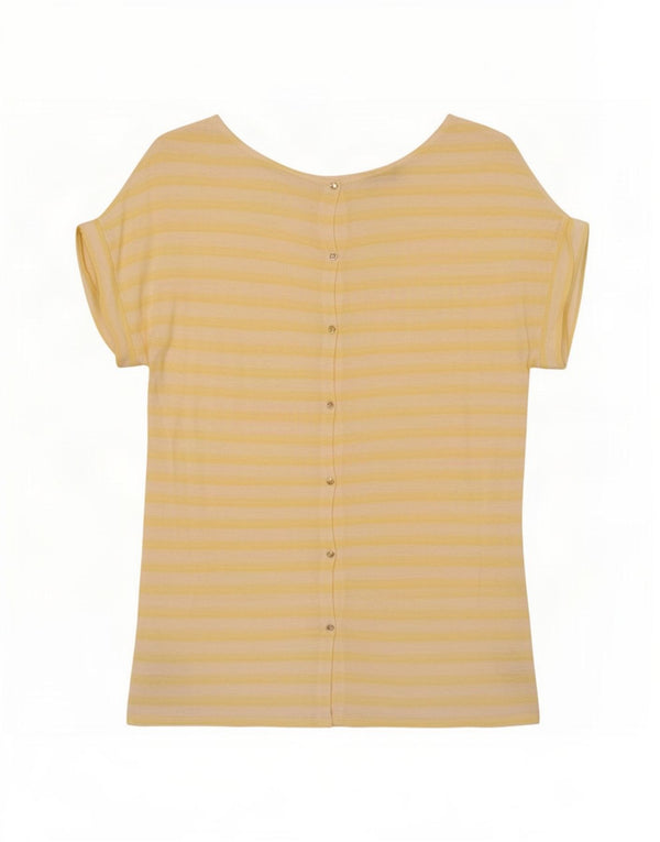 Blusa feminina de manga curta Massimo Dutti UK 18 XL listrada amarela