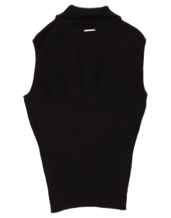 Trussardi Jeans Suéter feminino com gola polo e gola alta Reino Unido 12 médio preto
