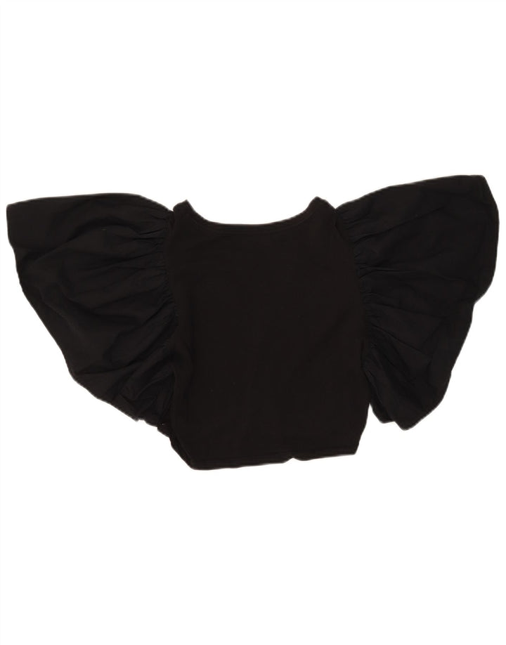 Blusa feminina Zara Batwing Top UK 12 Médio Preto