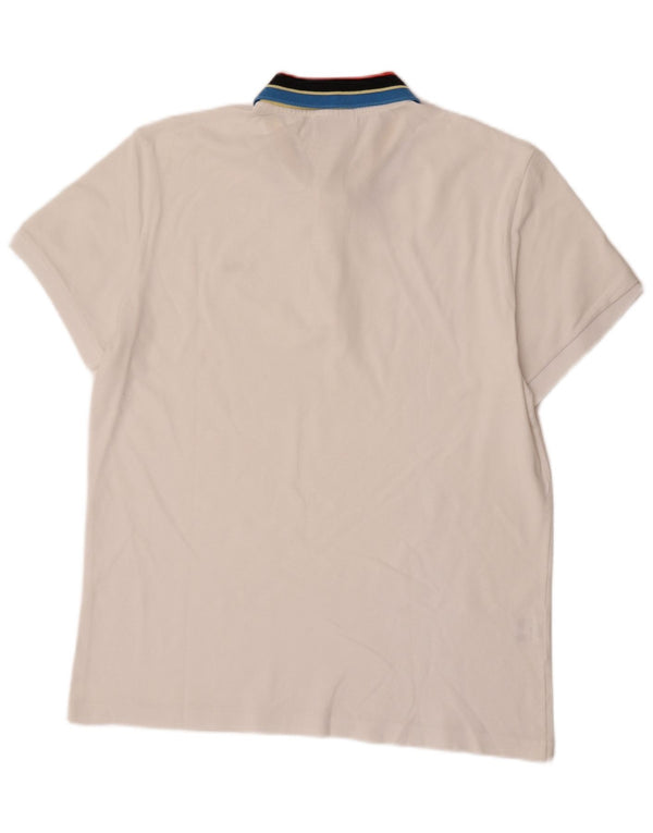 Camisa polo masculina Lacoste Stretch tamanho 6 XL branco colorblock algodão