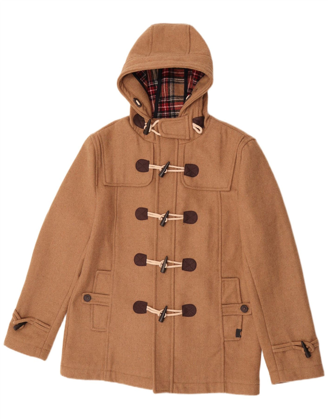 Casaco masculino com capuz Pull & Bear UK 42 XL poliéster bege
