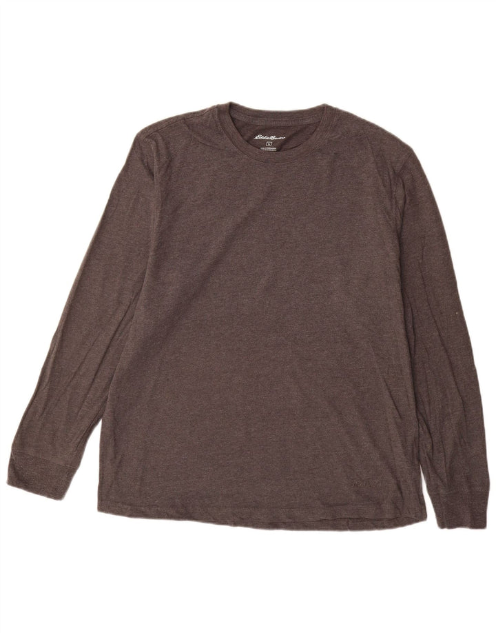 EDDIE BAUER Top masculino de manga comprida grande algodão cinza