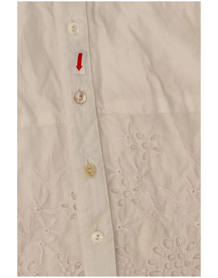 Blusa feminina de manga curta WAREHOUSE UK 10 pequena poliéster branco