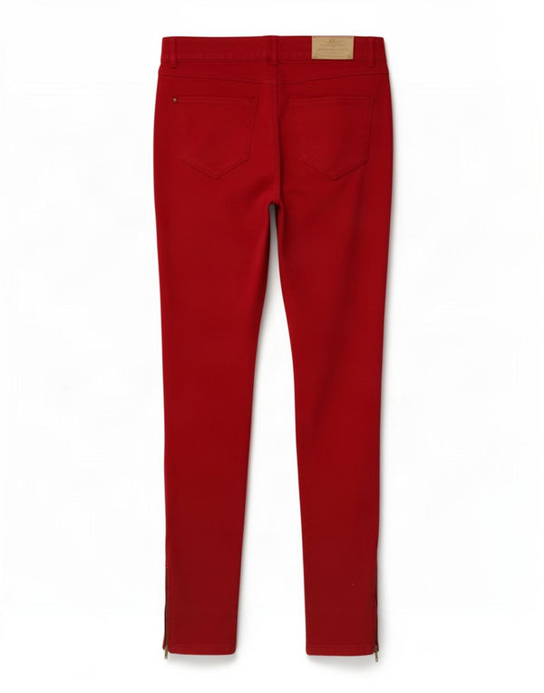 Calça feminina casual skinny Zara EU 42 grande W32 L29 algodão vermelho