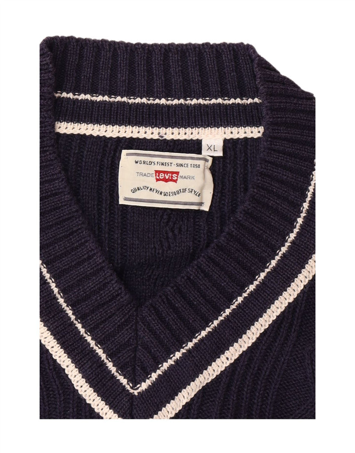 Suéter masculino LEVI'S com decote em V XL azul marinho