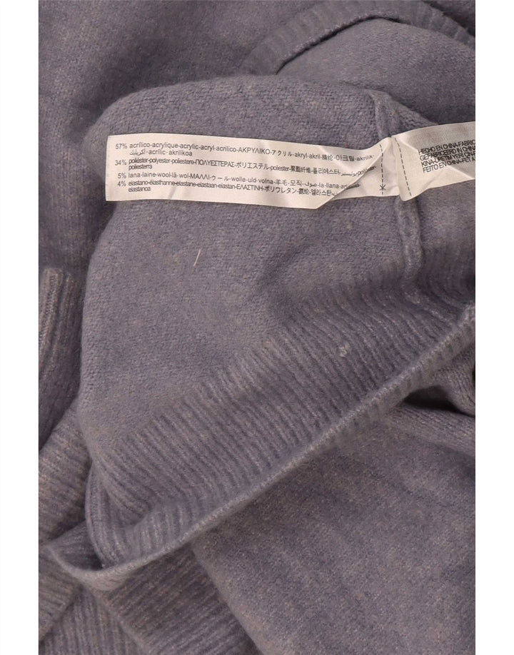 Zara Suéter feminino cropped oversized com gola redonda Reino Unido 14 azul médio