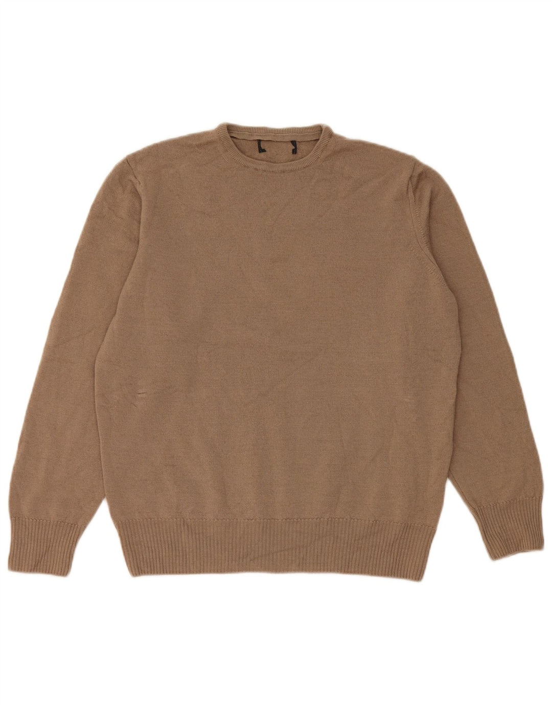 Suéter feminino vintage com gola redonda Reino Unido 14 bege médio