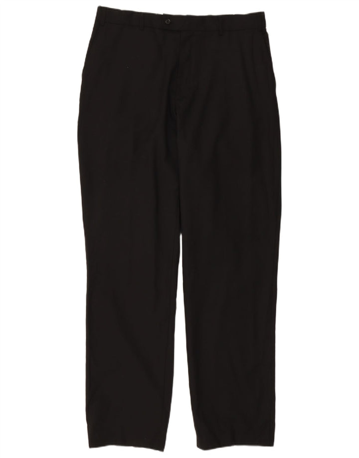 Calça masculina de terno reto JOHN LEWIS W36 L33 poliéster preto