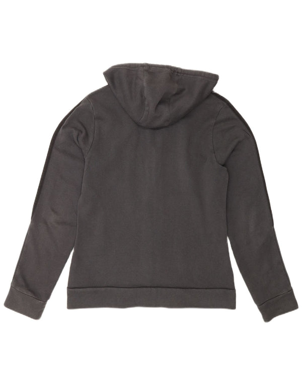 Suéter adidas feminino com capuz e zíper UK 14 algodão cinza médio