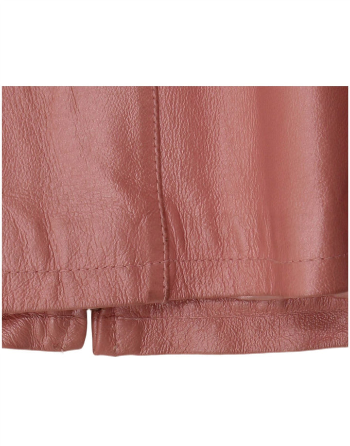 Jaqueta de couro feminina vintage UK 18 XL couro rosa