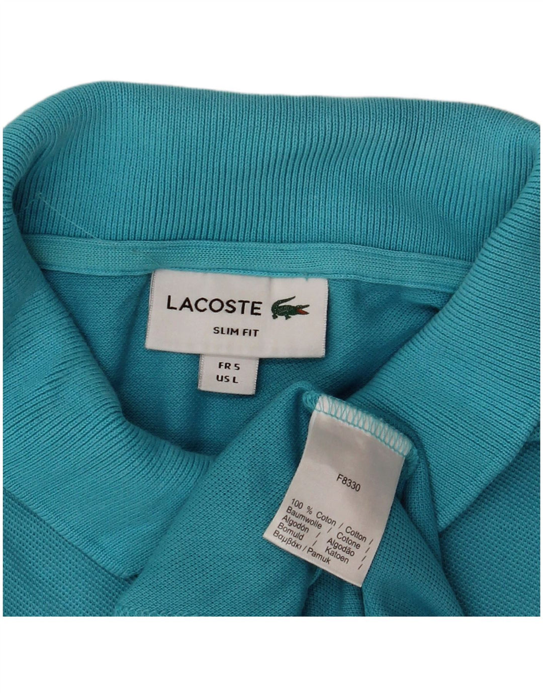 Camisa polo masculina Lacoste Slim Fit tamanho 5 grande algodão azul