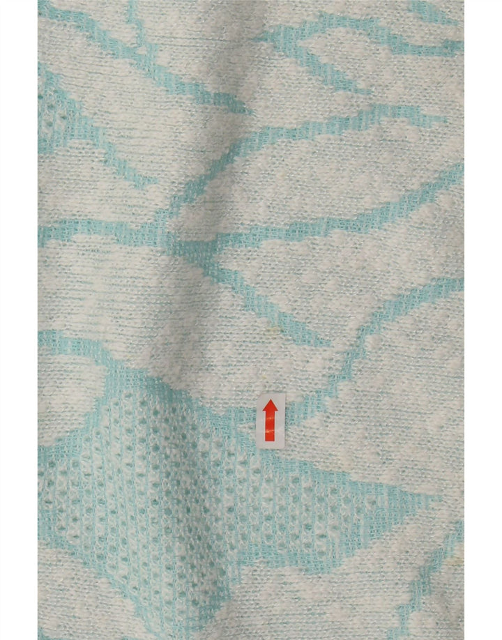 Suéter feminino VINTAGE com gola redonda IT 50 XL turquesa colorblock