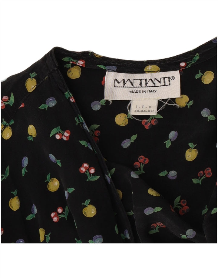 Blusa feminina vintage com padrão abstrato IT 48 XL preta