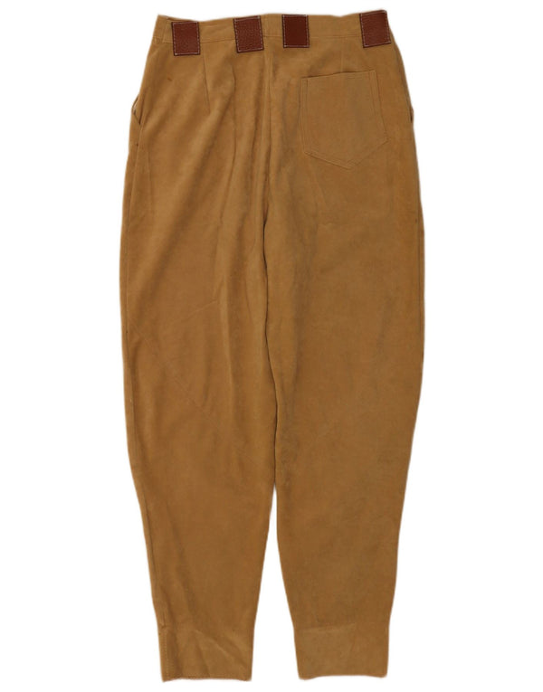 Calça feminina vintage de camurça cônica W28 L28 marrom
