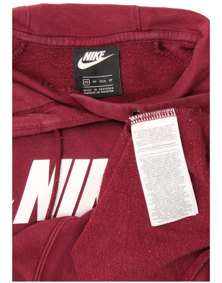 NIKE Mens Graphic Hoodie Jumper XS Borgonha Algodão