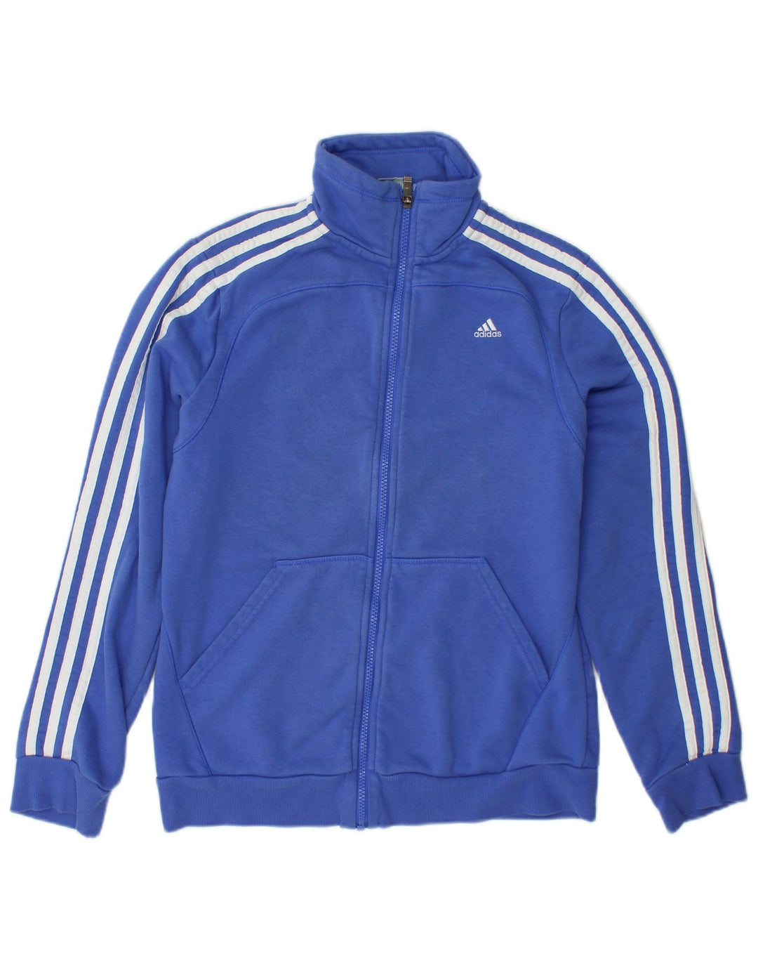 ADIDAS Womens Climalite Tracksuit Top Jacket UK 12/14 Medium Blue Cotton