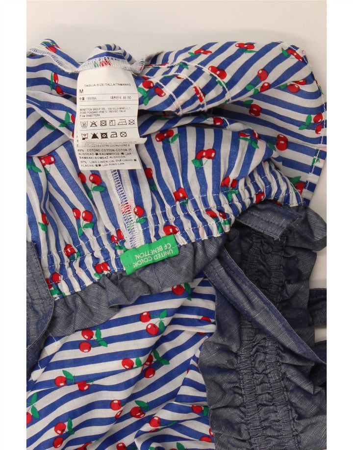 Top Cami feminino Benetton UK 14 algodão listrado azul médio