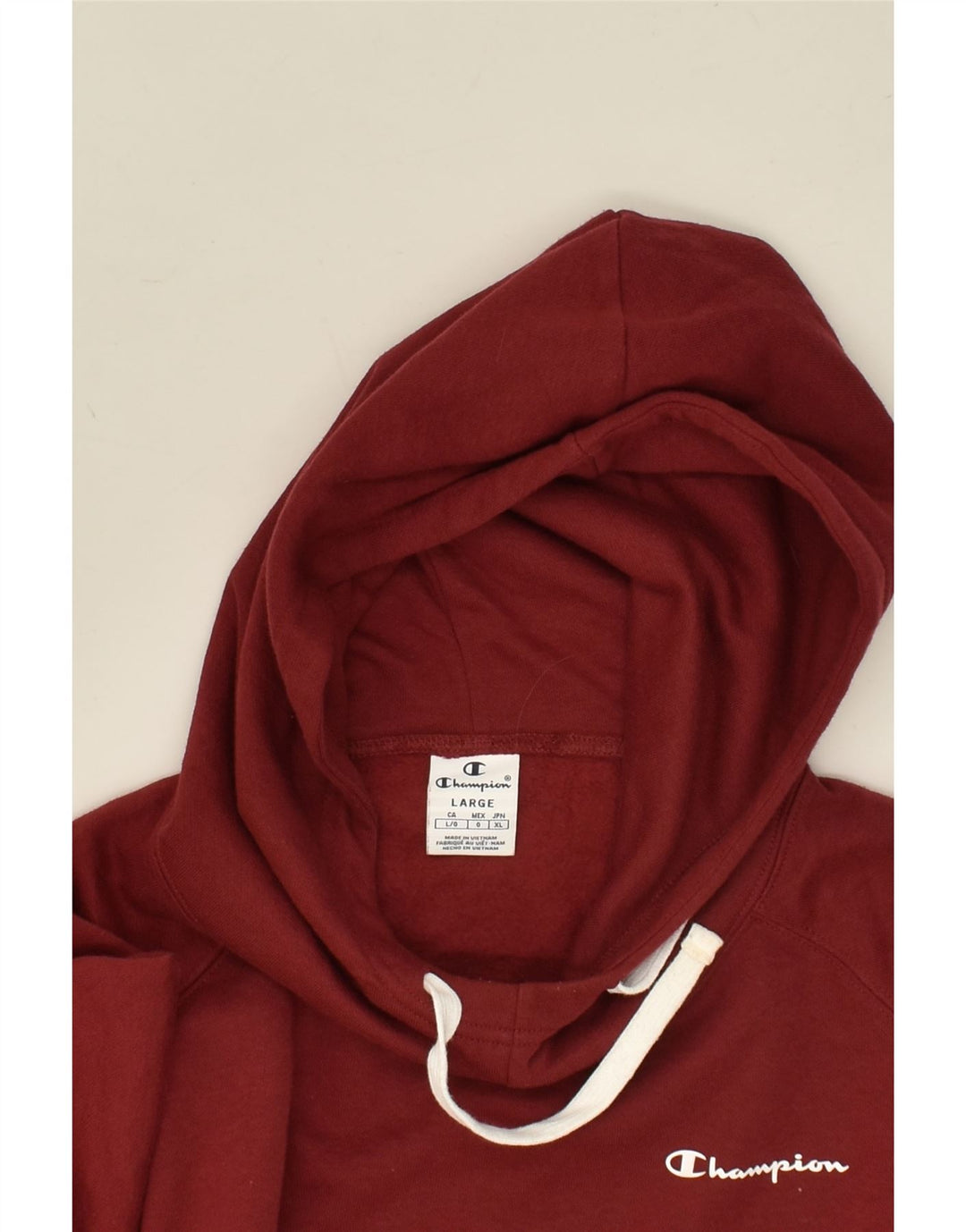 CHAMPION Womens Hoodie Jumper UK 16 Large Maroon Cotton Vintage Champion and Second-Hand Champion from Messina Hembry 