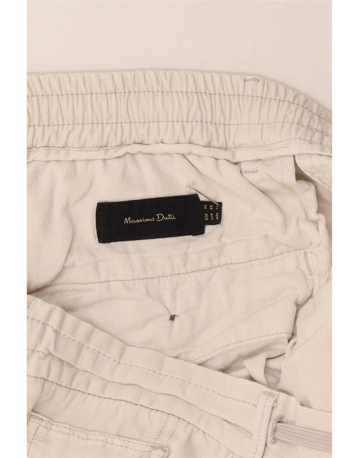 Calça masculina reta casual Massimo Dutti EU 40 médio W31 L31 bege