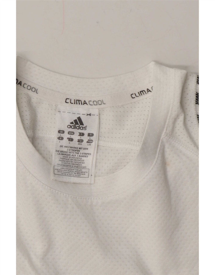 Adidas Mens Climacool Camiseta Top Grande Poliéster Branco