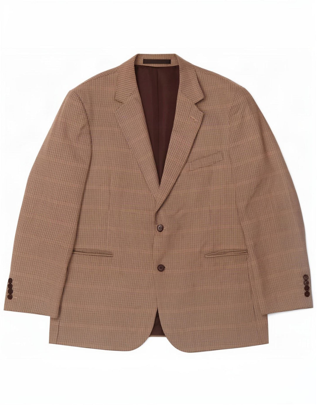 Jaqueta blazer masculina de 2 botões Marks & Spencer Reino Unido 46 XL bege Houndstooth